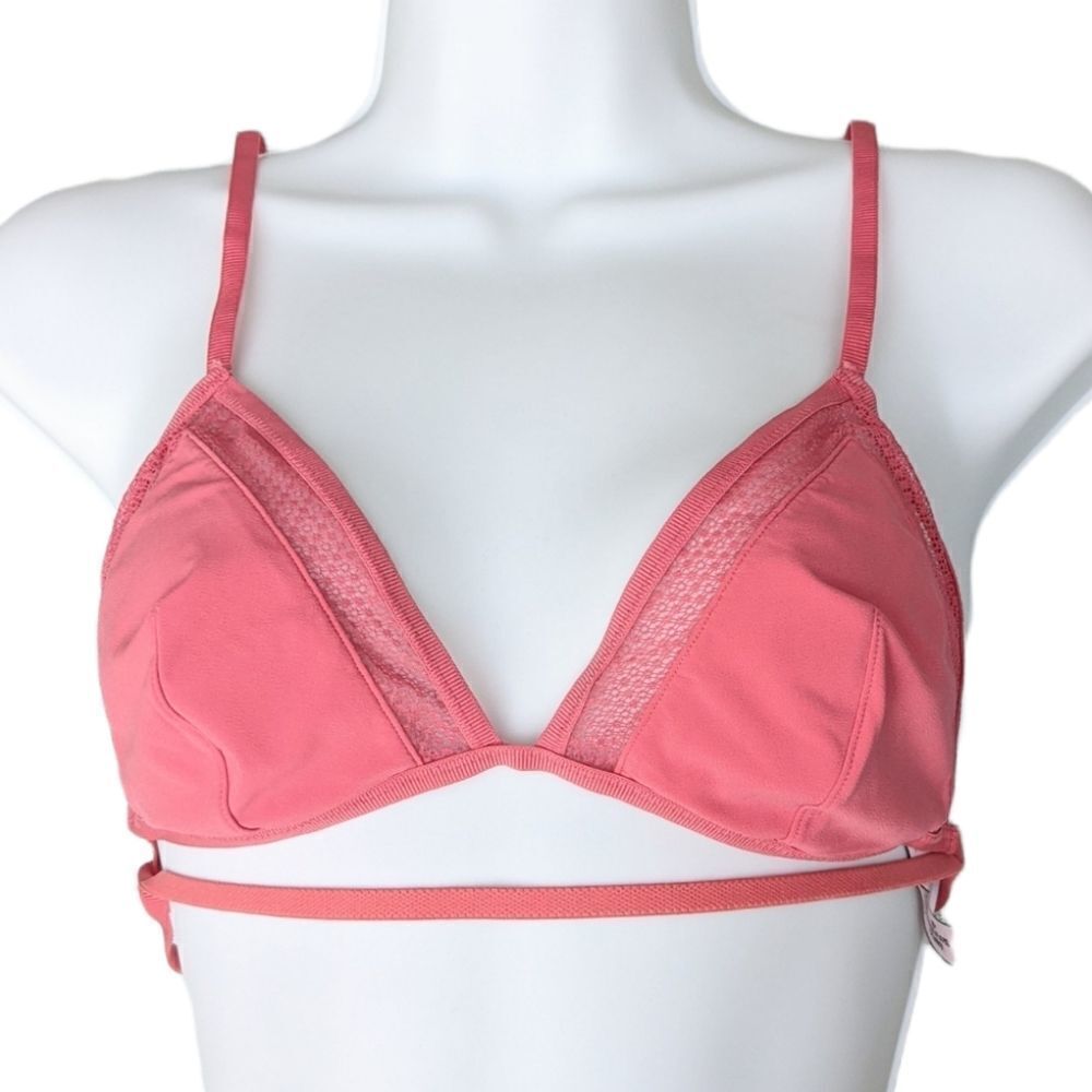 Victoria's secret pink salmon red strappy triangle bra wireless Medium @B036